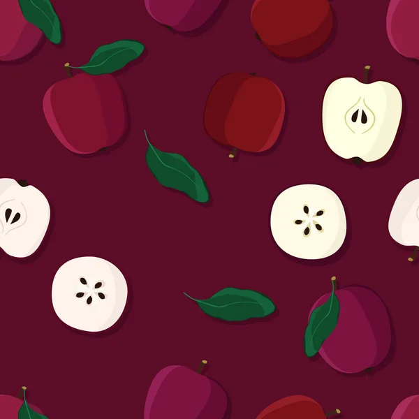 Röda Äpplen Vektor Sömlös Bakgrund — Stock vektor