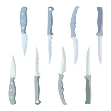 Çeşitli mutfak bıçak - vektör çizim seti