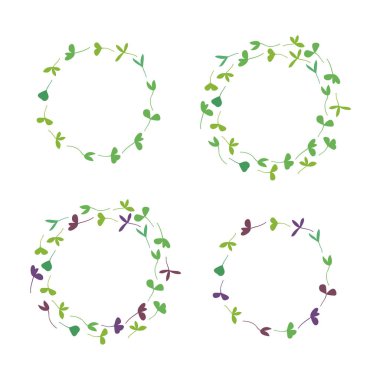 Dört Filiz çelenk - vektör çizim ayarla