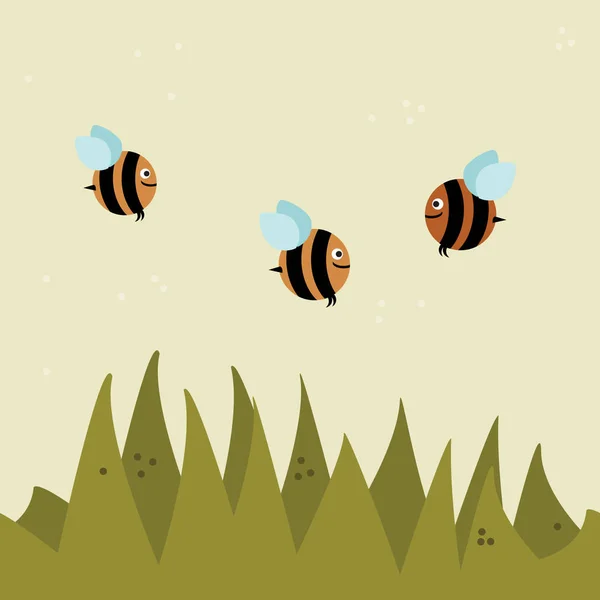 幸せな空飛ぶ蜂 ベクトル図 — ストックベクタ