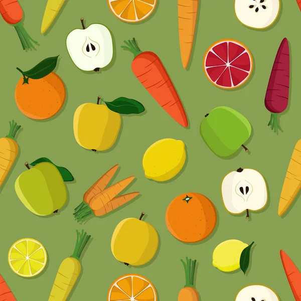 Manzana Naranja Limón Zanahoria Fondo Vectorial — Vector de stock