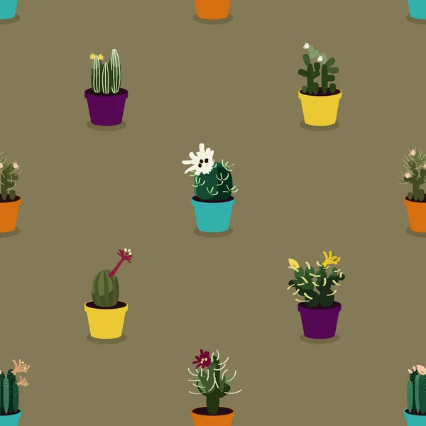 Virágzó Kaktuszok Virágok Vektor Háttér — Stock Vector