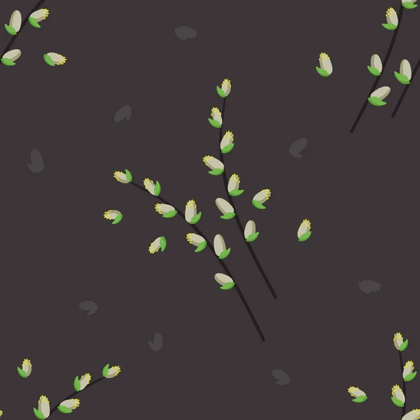Blühende Weidenzweige Vektorhintergrund — Stockvektor