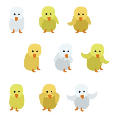 Küçük tavuk - vektör çizim seti