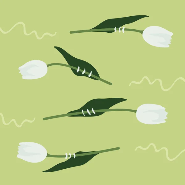 Quatre Tulipes Blanches Illustration Vectorielle — Image vectorielle