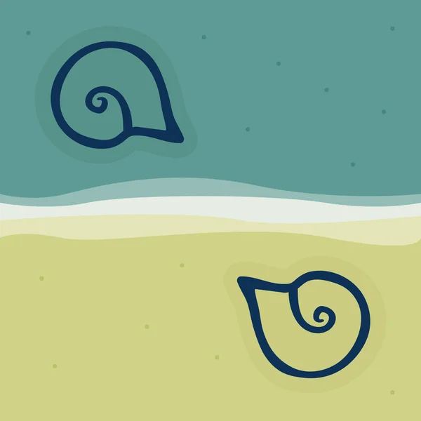 海と砂 ベクトル図の貝殻 — ストックベクタ