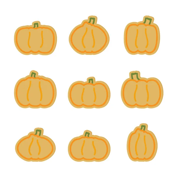 Conjunto Varias Calabazas Ilustración Vectorial — Archivo Imágenes Vectoriales