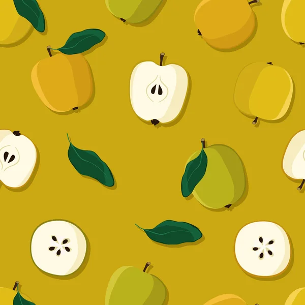 Manzanas Hojas Amarillas Fondo Vectorial — Archivo Imágenes Vectoriales