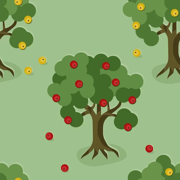 Growing Apple Trees Vector Background — Stock Vector