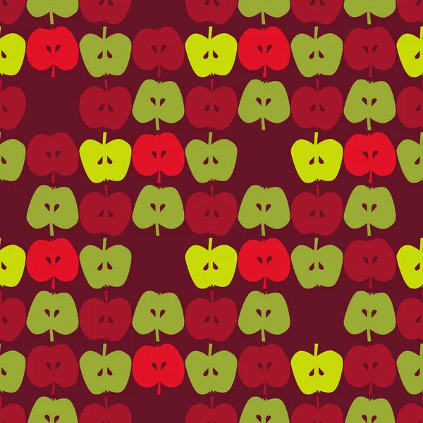 Fondo Vectorial Decorado Con Manzanas Rojas Verdes — Vector de stock