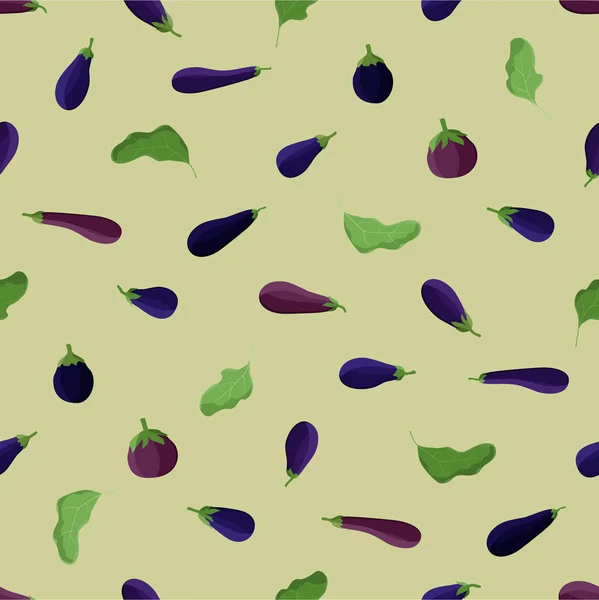 Aubergines Feuilles Fond Vectoriel — Image vectorielle