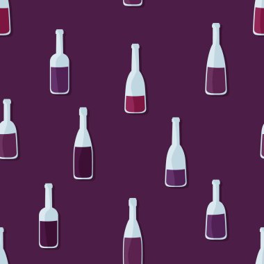 Kırmızı ve mor sıvı - vektör arka plan ile dolu şişeler