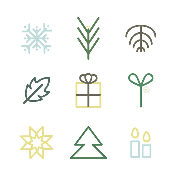 Outline Christmas Symbols Vector Illustration — Stock Vector