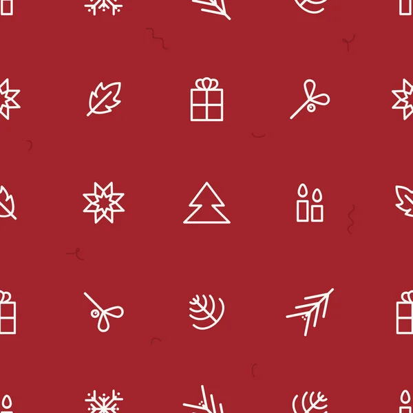 Símbolos Blancos Navidad Sobre Fondo Rojo Fondo Temático Navidad — Vector de stock