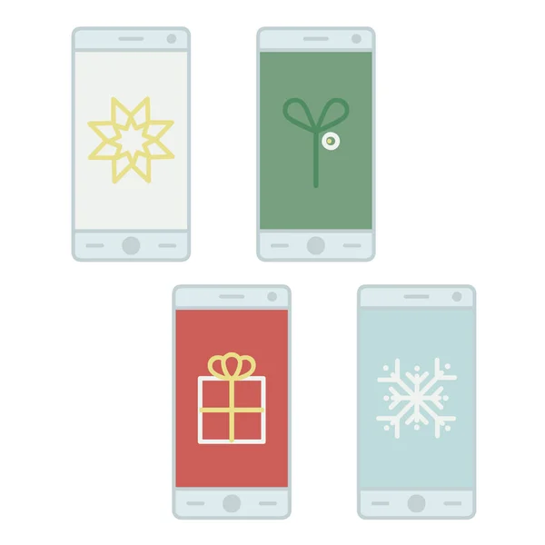 Symbole Świąteczne Ekranie Smartfona Ilustracja Wektora — Wektor stockowy
