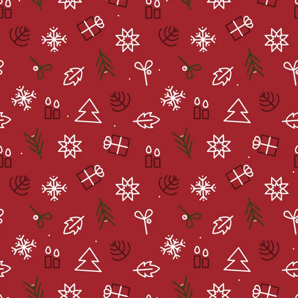 Esquema Los Símbolos Navidad Vector Fondo — Vector de stock