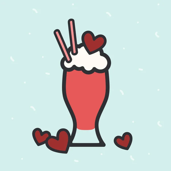 Valentine Milkshake Ilustração Ilustração Vetorial — Vetor de Stock