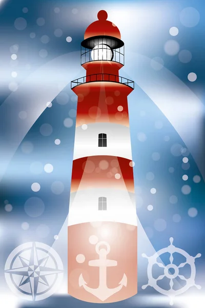 The lighthouse with searchlights — Stock Vector