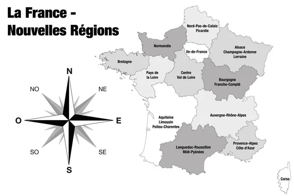 Novas regiões da França - versão final — Vetor de Stock