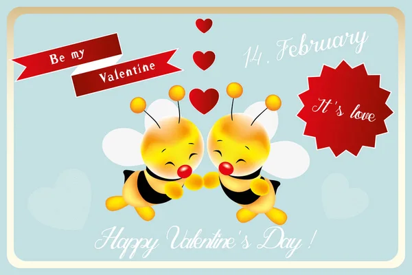 Be my valentine little bee — Stock Vector