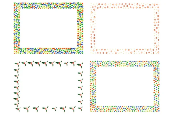 Diferite modele de frontiere izolate - realizate de stele și holly un — Vector de stoc