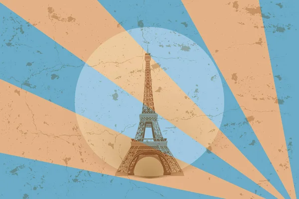 Tour Eiffel Rétro Affiche Design Ancien Classique Avec Des Éléments — Image vectorielle