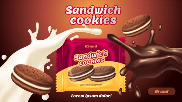 샌드위치 쿠키 광고 — 스톡 벡터