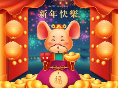 Fare 2020 'yi tapınağın önünde kutluyor.