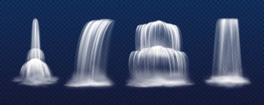 Set of isolated realistic vector cascade waterfall clipart