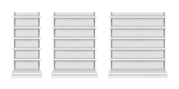 Maquetas realistas de estante de la tienda, escaparate del producto — Archivo Imágenes Vectoriales