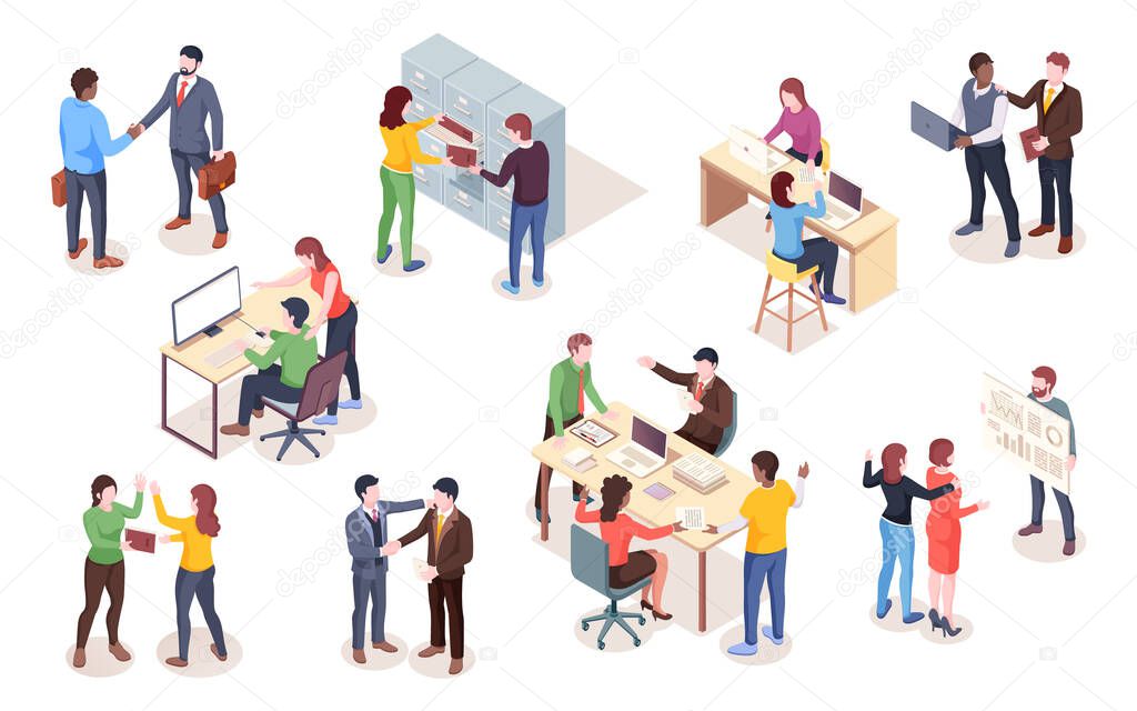 Set of vector office worker or coworker employee