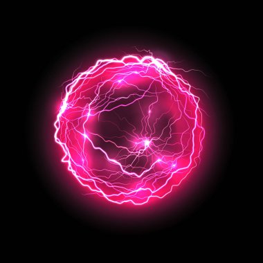 Vector purple energy ball with lightings