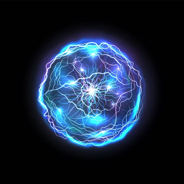 Isolated energy ball, sphere made of lightning — Stockvektor
