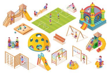 Isometric items or equipment for playground vector Isometric items or equipment for playground vector