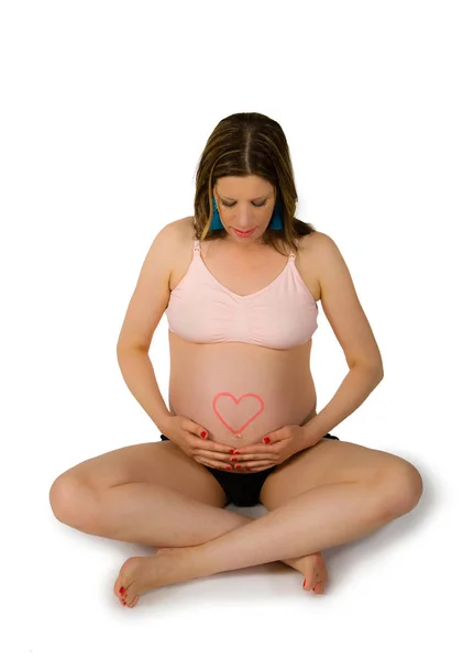 Osm a půl měsíce těhotná žena — Stock fotografie