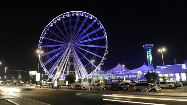 阿布扎比 阿拉伯联合酋长国 Januari 2018 摩天轮 码头眼 在阿布扎比最大和最著名的购物中心前的滨海购物中心的时间推移 — 图库视频影像