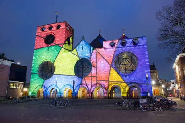 Ljusshow på kyrkan — Stockfoto