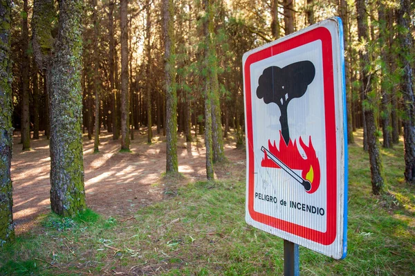 Panneau d'avertissement pour feu de brousse — Photo