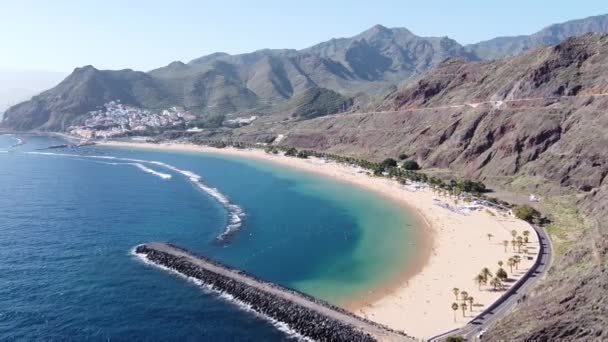 Drone Disparó Desde Playa Las Teresitas Una Las Playas Más — Vídeo de stock