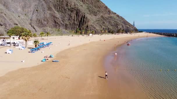 Vídeo Playa Las Teresitas Playa Más Bonita Isla Canaria Tenerife — Vídeos de Stock