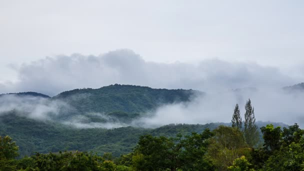 El lapso de tiempo los movimientos de las nubes sobre la montaña en Tailandia — Vídeo de stock