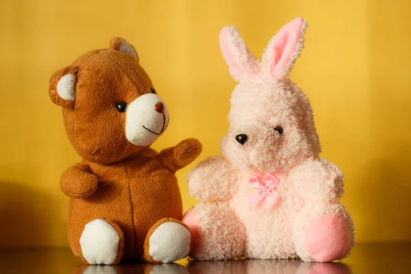 Teddy bear with bunny doll — Stock Photo, Image