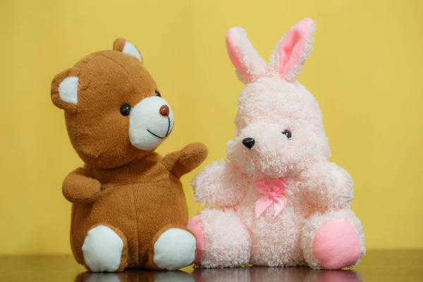 Teddy bear with bunny doll — Stock Photo, Image