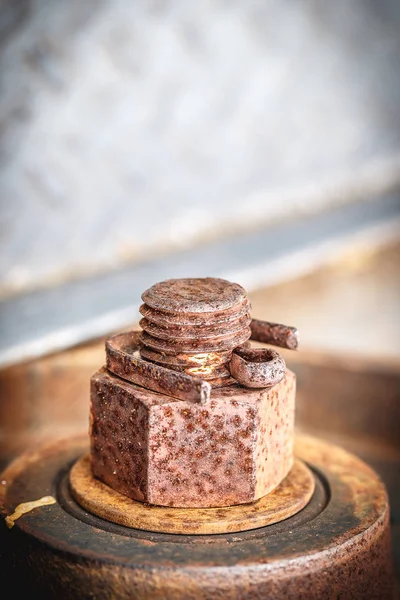 Old rusted nut close up background. — Stock Photo, Image