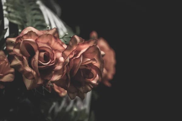 Rosas laranja com um fundo preto . — Fotografia de Stock