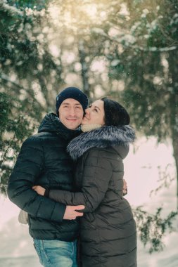 bir karlı park karı ve koca
