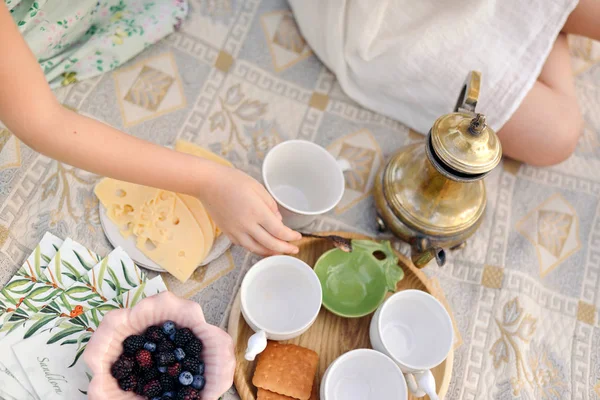 Queso de almuerzo y bayas — Foto de Stock