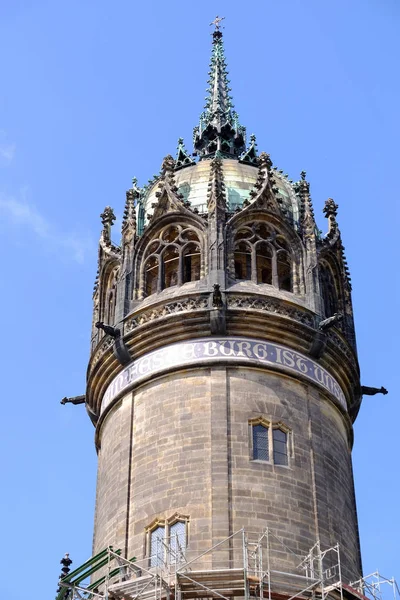 Turm Der Kirche Wittenberg Martin Luther Predigte — Stockfoto