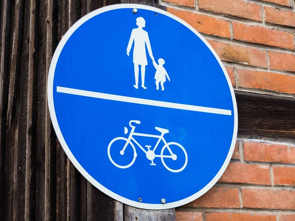 Señal Tráfico Solo Para Bicicletas Peatones — Foto de Stock