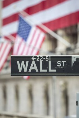 Wall St, işareti mali New York, ABD bölge.